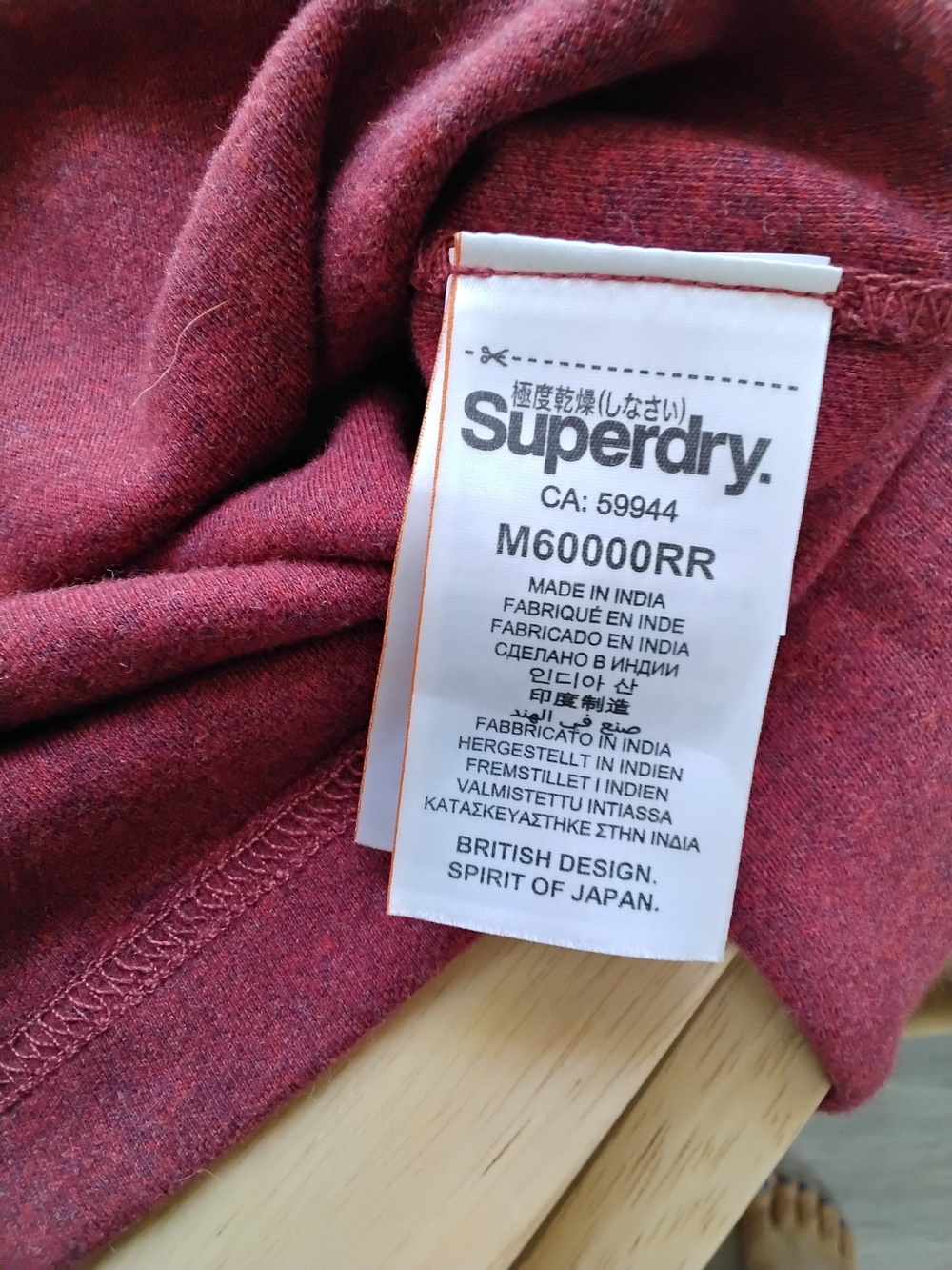 Superdry Men’s Heritage Grandad Long-Sleeve Henley Shirt -Finn Red Grit Size L - Picture 5 of 6